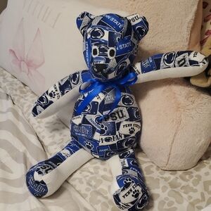 Hand-made Blue and White Penn State Teddy Bear